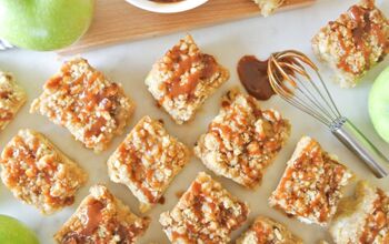 Apple Streusel Cheesecake Bars With Salted Caramel Drizzle