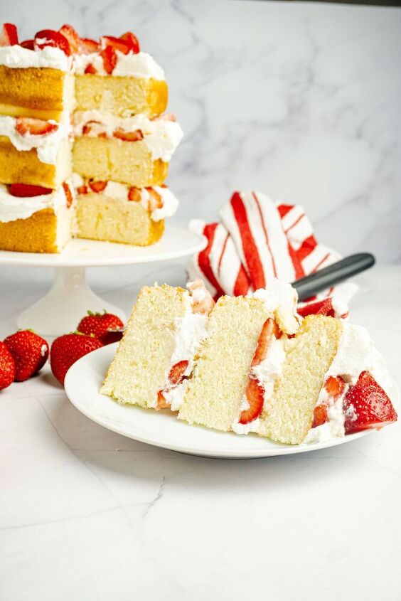 balsamic strawberries and cream vanilla cake