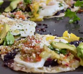 easy huevos rancheros with black beans and cotija