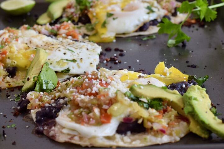 easy huevos rancheros with black beans and cotija