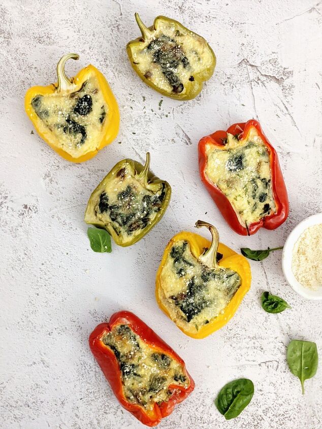s 15 flavorful stuffed pepper recipes everyone will love, Spinach Cheese Quiche Stuffed Peppers