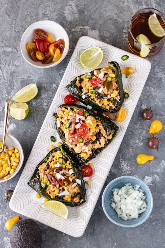s 15 flavorful stuffed pepper recipes everyone will love, Easy Stuffed Poblano Peppers DF