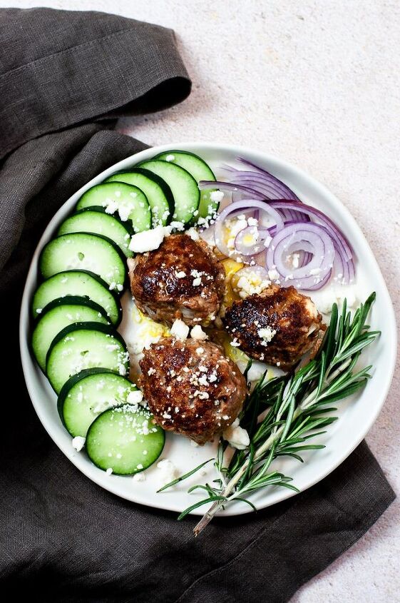 20 minute easy keto greek meatballs with veggies