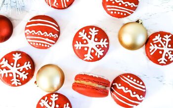 Cranberry Ornament Macarons With Gingerbread Buttercream