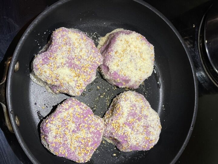 crunchy purple sweet potato pancakes