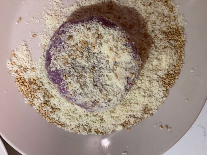 crunchy purple sweet potato pancakes