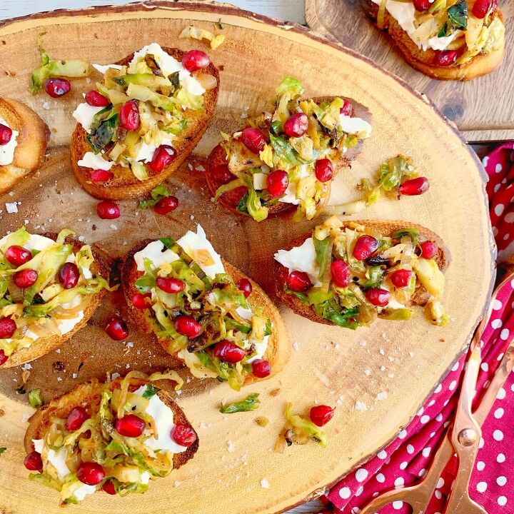 brussels sprouts and burrata crostini