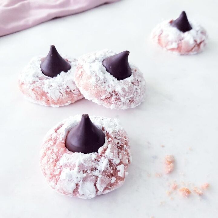 pink velvet chocolate kiss cookies