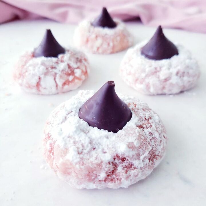 pink velvet chocolate kiss cookies