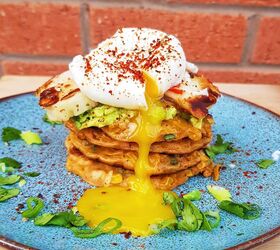 Sweetcorn Fritters With a Poached Egg and Sweet Chilli Halloumi