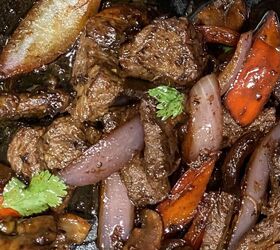 balsamic glazed steak tips and mushrooms, Steak Tips go a long way