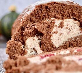chocolate swiss roll with raspberry cream filling