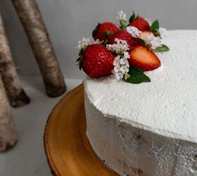 strawberry champagne cake with elderflower whipped cream