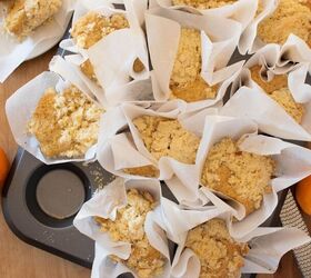orange and cardamom bakery style streusel muffins with cream cheese
