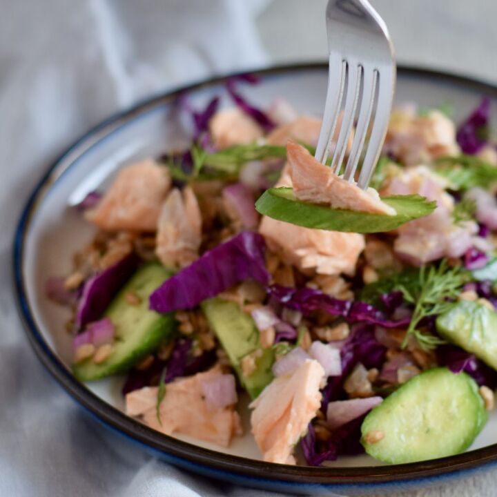 s 13 delicious ways to use your dinner leftovers, Salmon Farro Grain Bowl