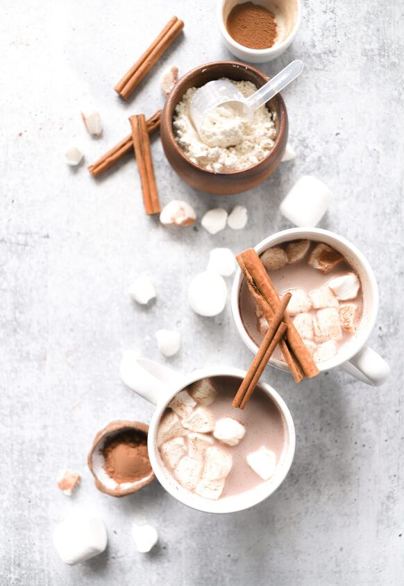 s 15 amazing hot drinks to keep you warm cozy this week, Creamy Hot Cocoa With Almond Protein Powder