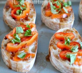 5 ingredient easy bruschetta recipe with roasted red peppers basil
