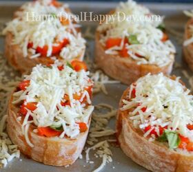 5 ingredient easy bruschetta recipe with roasted red peppers basil
