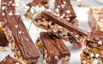 No-Bake Homemade Chocolate Dipped Fruit Granola Bars