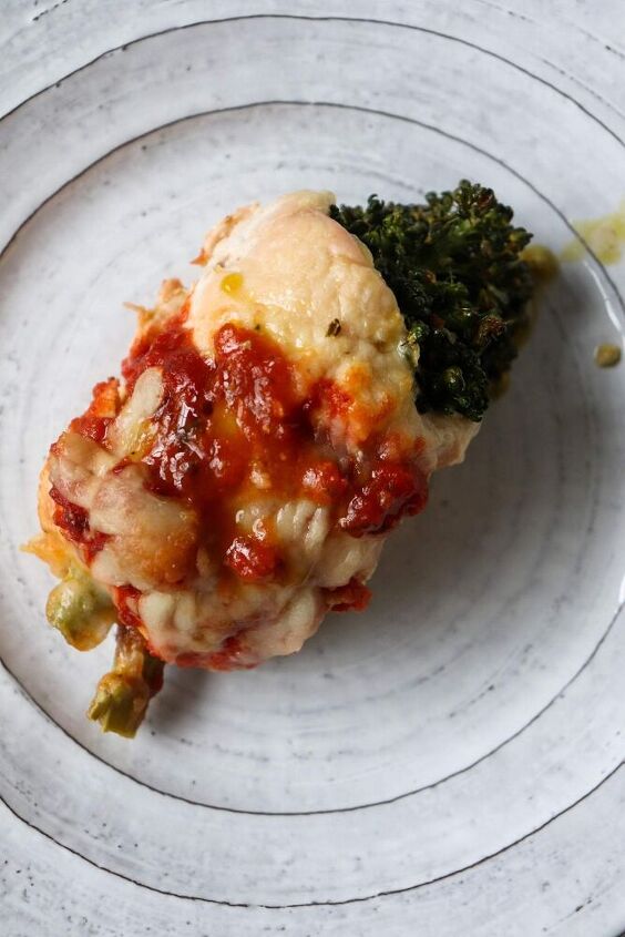 chicken stuffed with baby broccoli and pesto