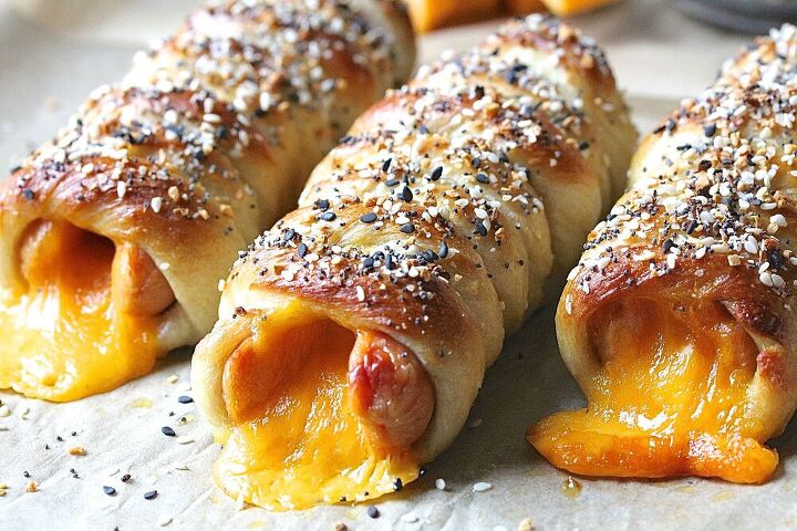 everything bagel pretzel cheese dogs