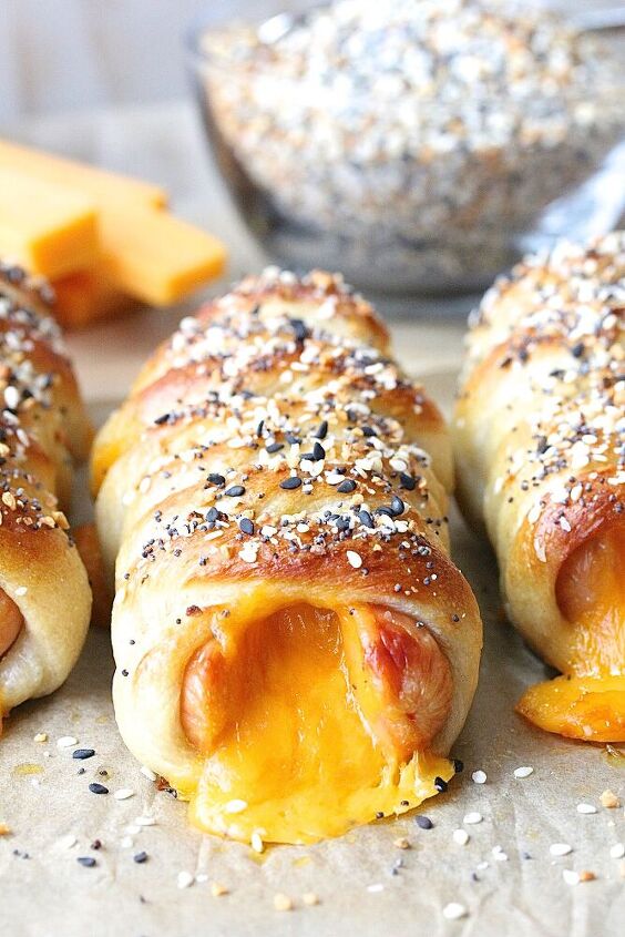 everything bagel pretzel cheese dogs