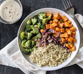 s 13 even better ways to make roasted veggies, Roasted Sweet Potato Broccoli Buddha Bowl