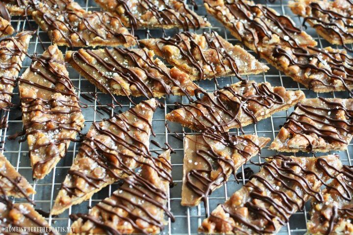 chocolate drizzled salted butter pecan bites