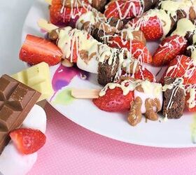Fruit Kabobs With Marshmallows, Brownie Bites, Chocolate Drizzle Foodtalk