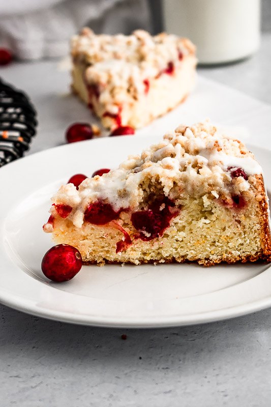 cranberry citrus coffee cake with vanilla glaze