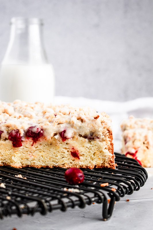 cranberry citrus coffee cake with vanilla glaze