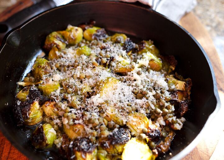 s 15 lemony salads and sides for all you citrus lovers, Charred Lemon Caper Brussels Sprouts