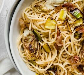 pasta with pancetta leeks and artichoke hearts