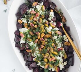 roasted beet salad with goat cheese and pistachio