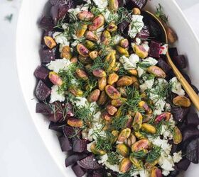 roasted beet salad with goat cheese and pistachio