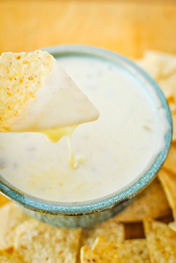 s 15 game day dips that will definitely win you mvp, Quick Easy White Queso Dip Recipe