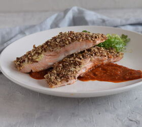 11 best national pecan month recipes, Pecan Crusted Salmon With An Ancho Chili Orange Sauce