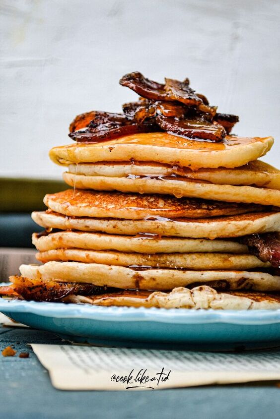 peanut butter whiskey bacon pancakes with a boozy syrup