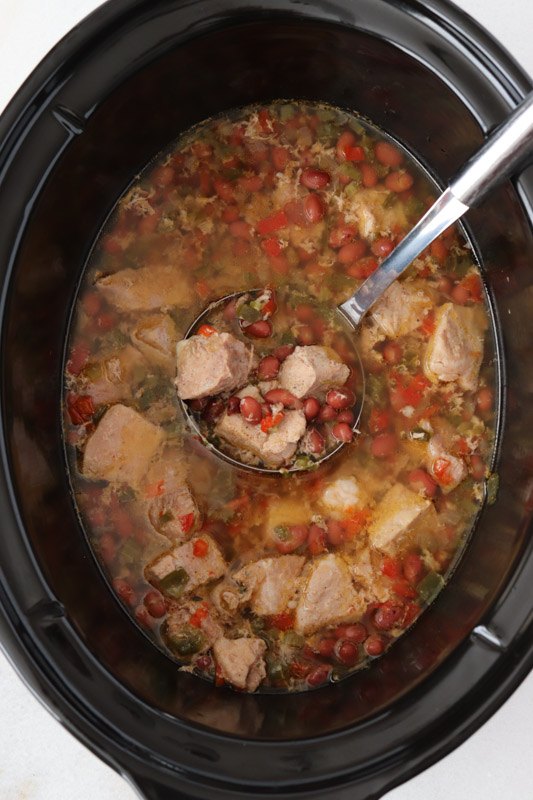 slow cooker creole pork with red beans
