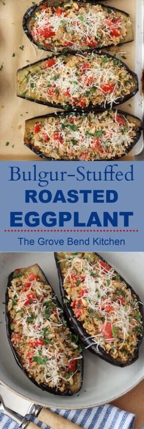 bulgur stuffed roasted eggplant