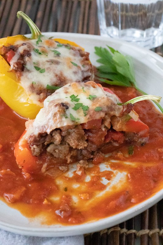 italian stuffed bell peppers with ground turkey and rice
