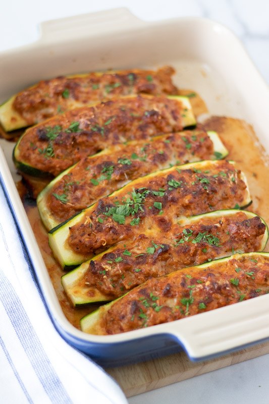 chicken lasagna stuffed zucchini