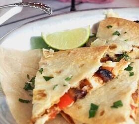 Chicken Quesadillas With Caramelized Peppers & Onions