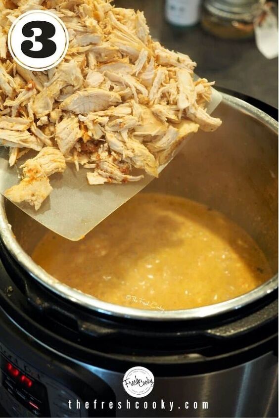 healthy crack chicken instant pot or slow cooker, Add shredded chicken