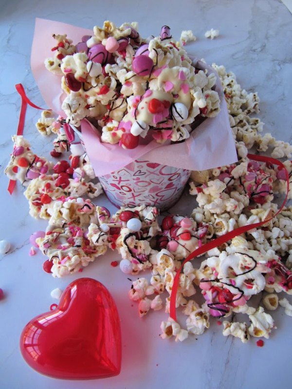 valentine s popcorn chocolate covered with sprinkles