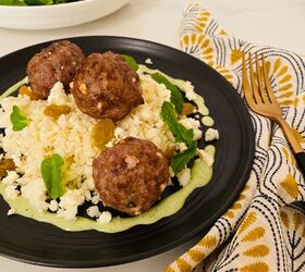 Juicy Greek Meatballs With Garlicky Cauliflower Rice