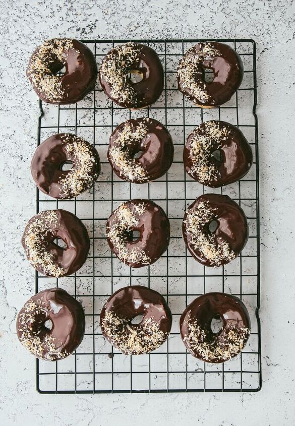 grain free donuts with raspberry filling and chocolate glaze