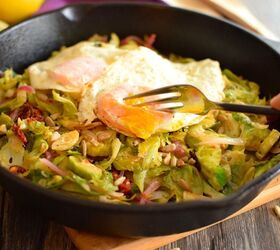 eggs over easy with shredded brussels sprouts