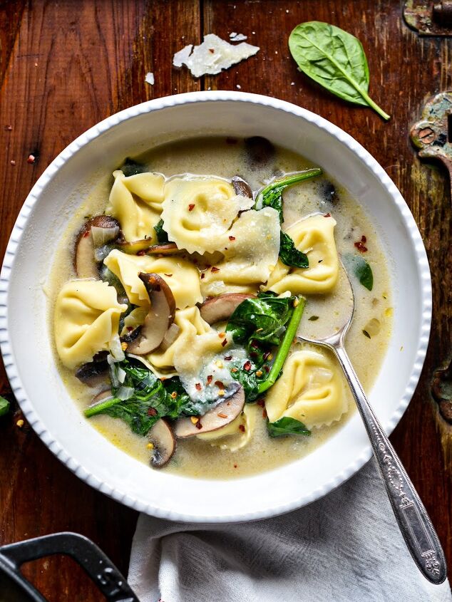 s our top 5 favorite easy winter soups, Spinach and Mushroom Tortellini Soup