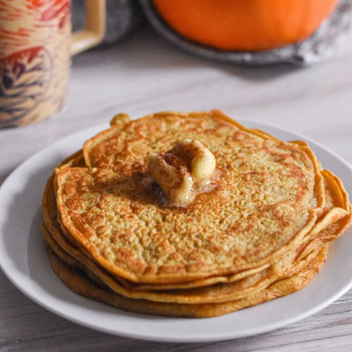 pumpkin pancakes with maple butter and cinnamon
